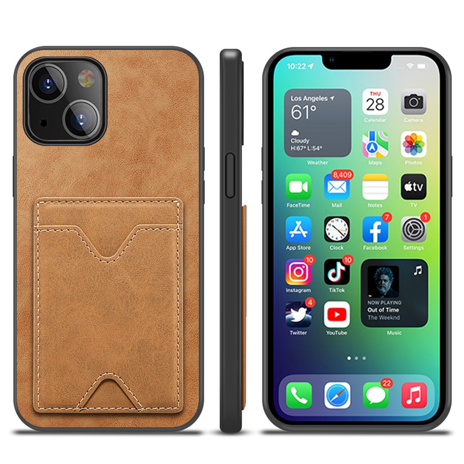 iPhone 15 With Wallet Bracket Protective Leather Case