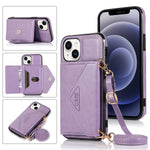 iPhone 15 Plus Triangle Crossbody Multifunctional Card Insertion Leather Case