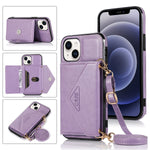 iPhone 15 Triangle Crossbody Multifunctional Card Insertion Leather Case