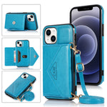 iPhone 15 Plus Triangle Crossbody Multifunctional Card Insertion Leather Case