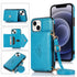 iPhone 15 Plus Triangle Crossbody Multifunctional Card Insertion Leather Case