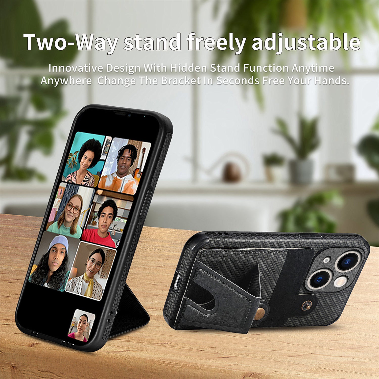 iPhone 15  Multi Angle Bracket Card Insertion Magnetic Suction Anti Drop Case