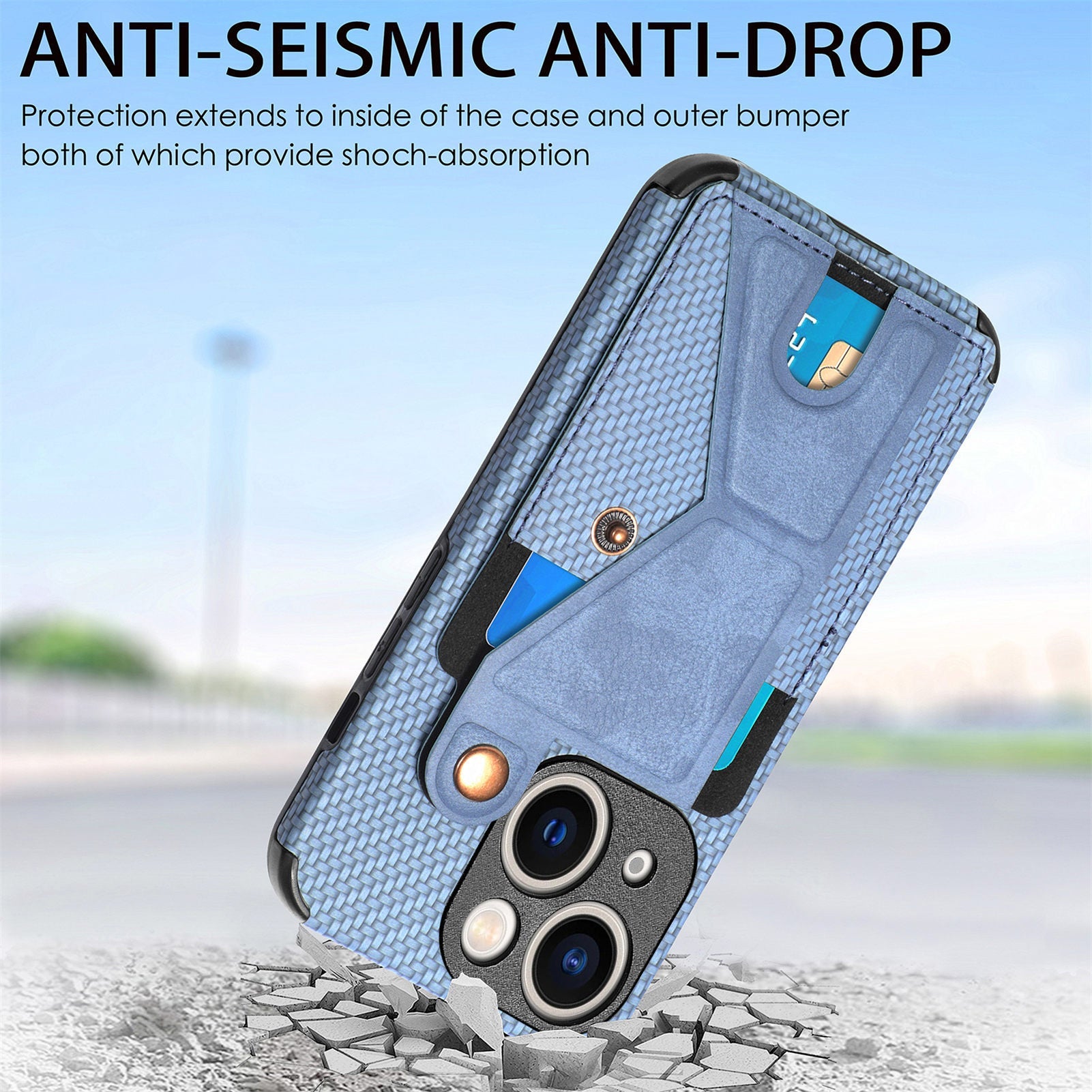 iPhone 15 Plus Multi Angle Bracket Card Insertion Magnetic Suction Anti Drop Case