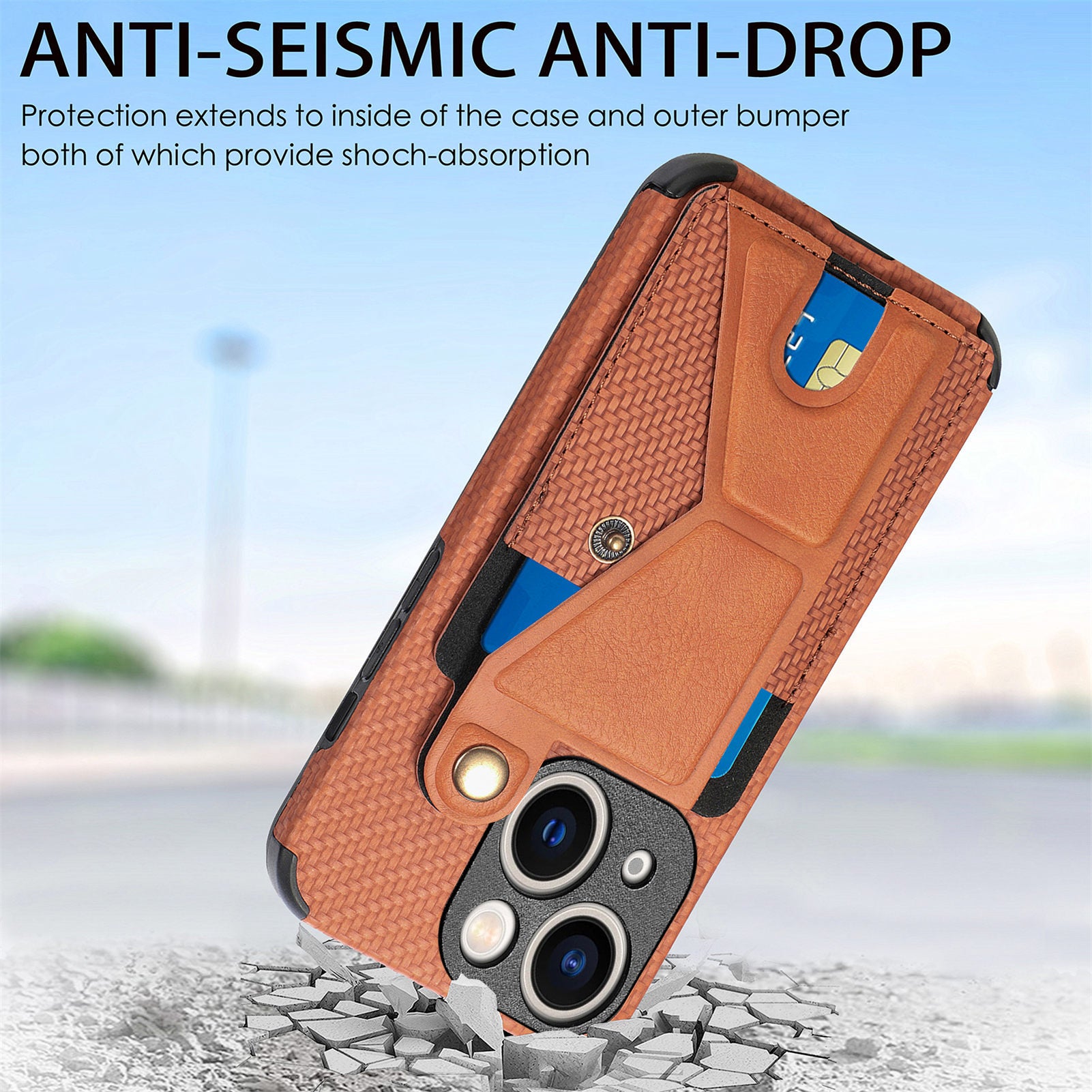 iPhone 15  Multi Angle Bracket Card Insertion Magnetic Suction Anti Drop Case