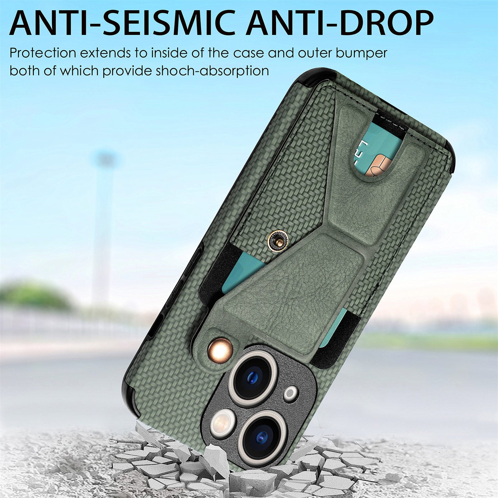 iPhone 15  Multi Angle Bracket Card Insertion Magnetic Suction Anti Drop Case