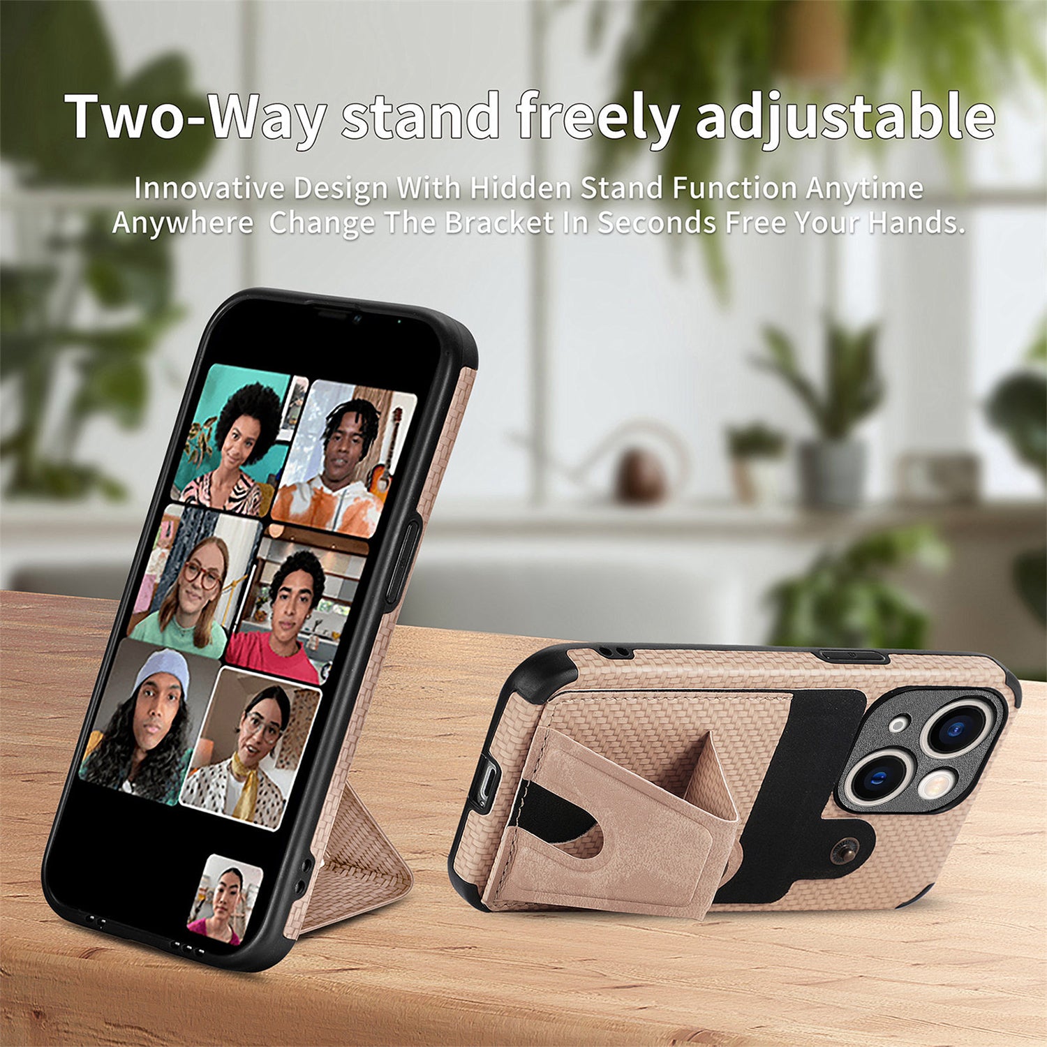 iPhone 15  Multi Angle Bracket Card Insertion Magnetic Suction Anti Drop Case