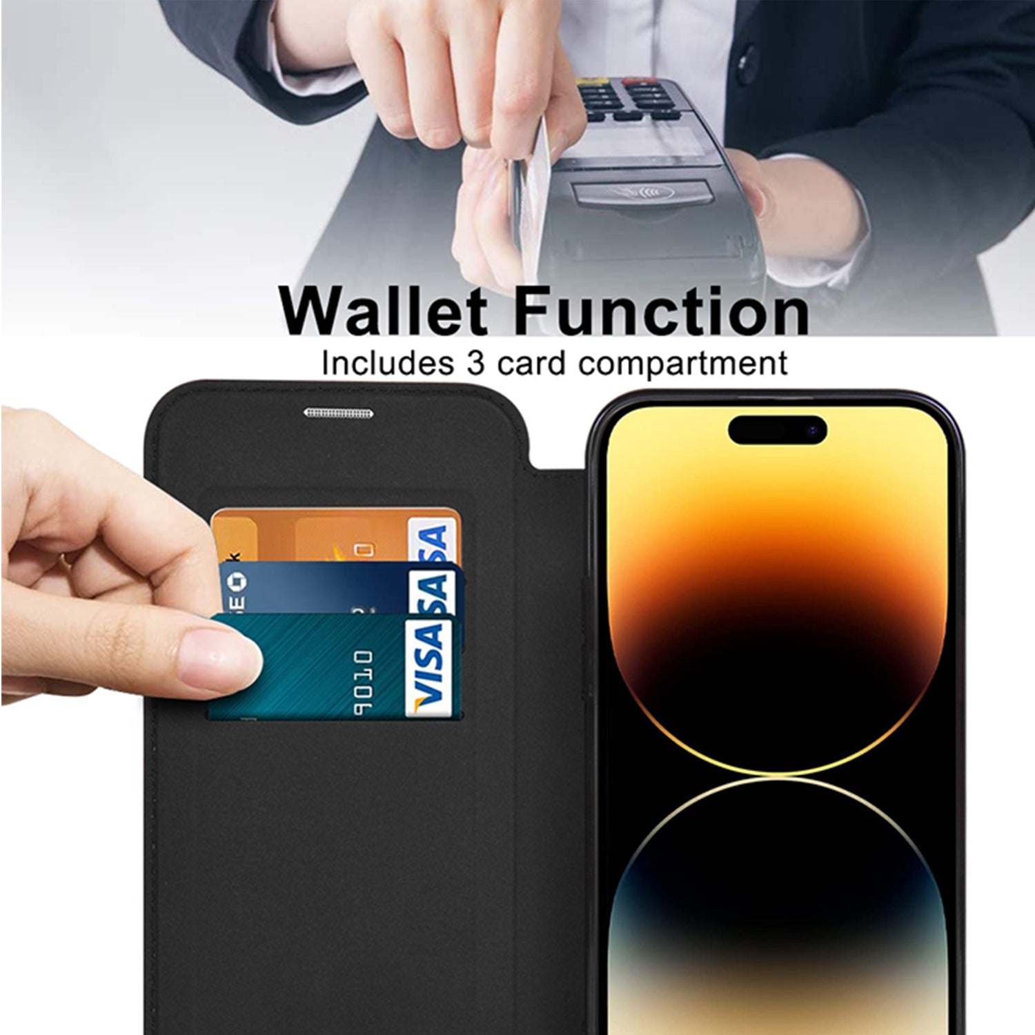 Case for iPhone 15 Case Wallet Compatible with Magsafe, Shockproof Full Protective Flip Folio Wallet Case with RFID Blocking Card Slot PU Leather Cover for iPhone 15