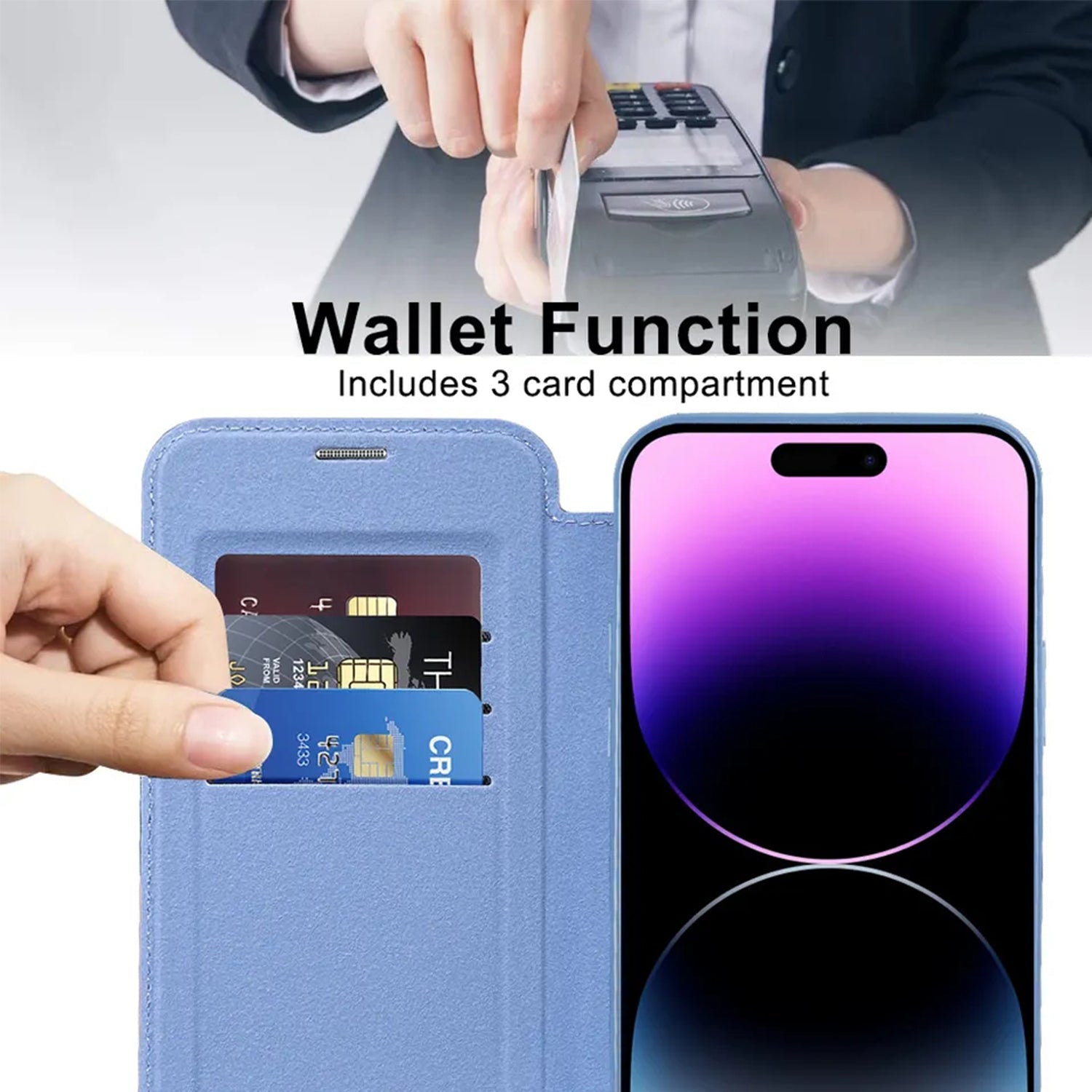 Case for iPhone 15 Case Wallet Compatible with Magsafe, Shockproof Full Protective Flip Folio Wallet Case with RFID Blocking Card Slot PU Leather Cover for iPhone 15