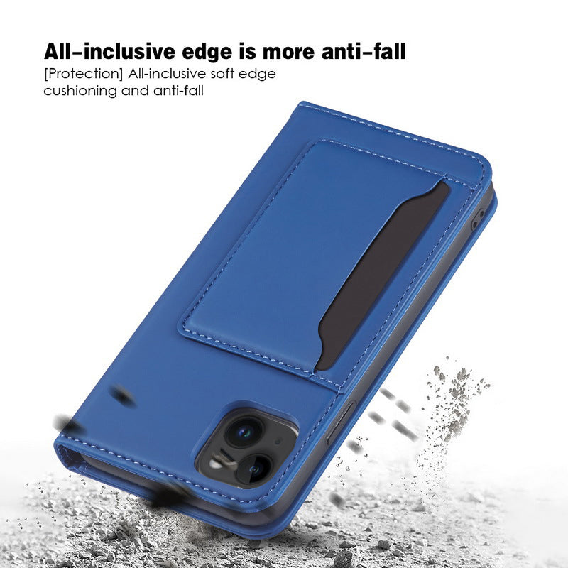 iPhone 15 Plus Flip Leather Sheath Phone Case