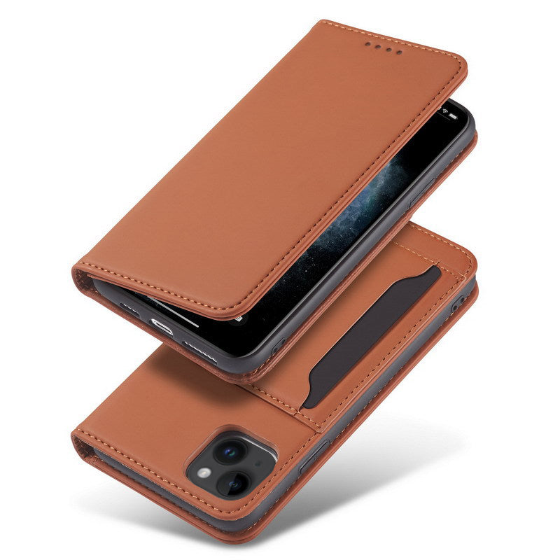 iPhone 15 Plus Flip Leather Sheath Phone Case