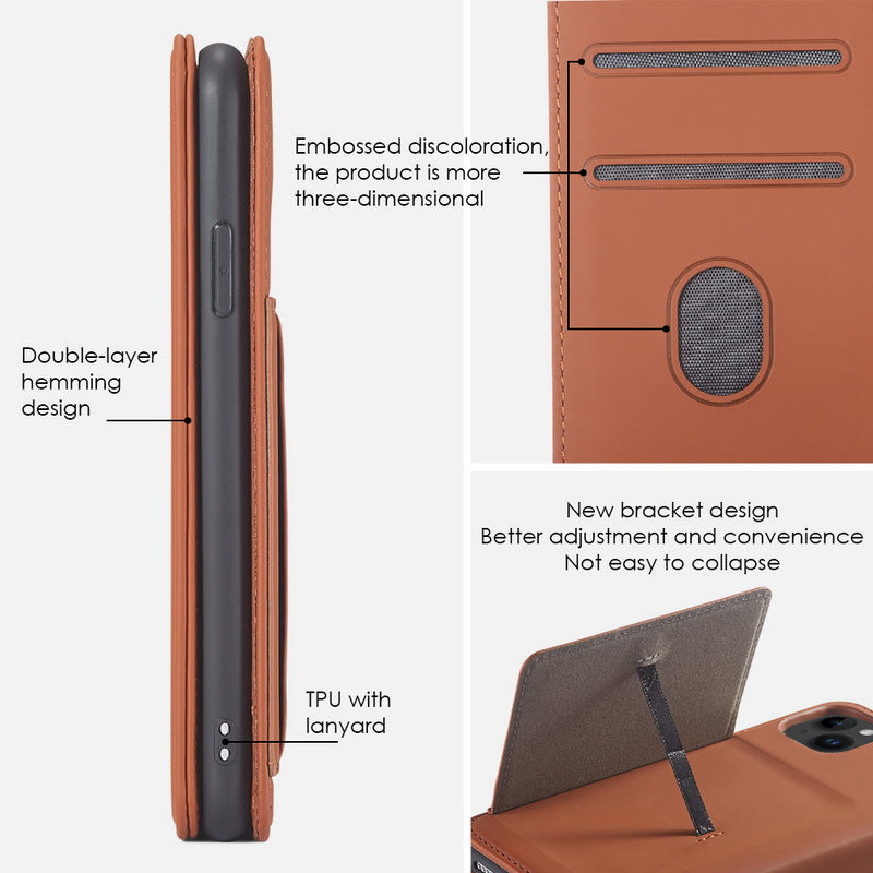 iPhone 15 Plus Flip Leather Sheath Phone Case