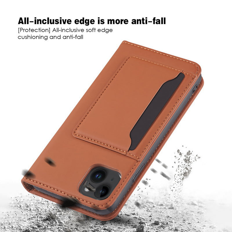 iPhone 15 Plus Flip Leather Sheath Phone Case