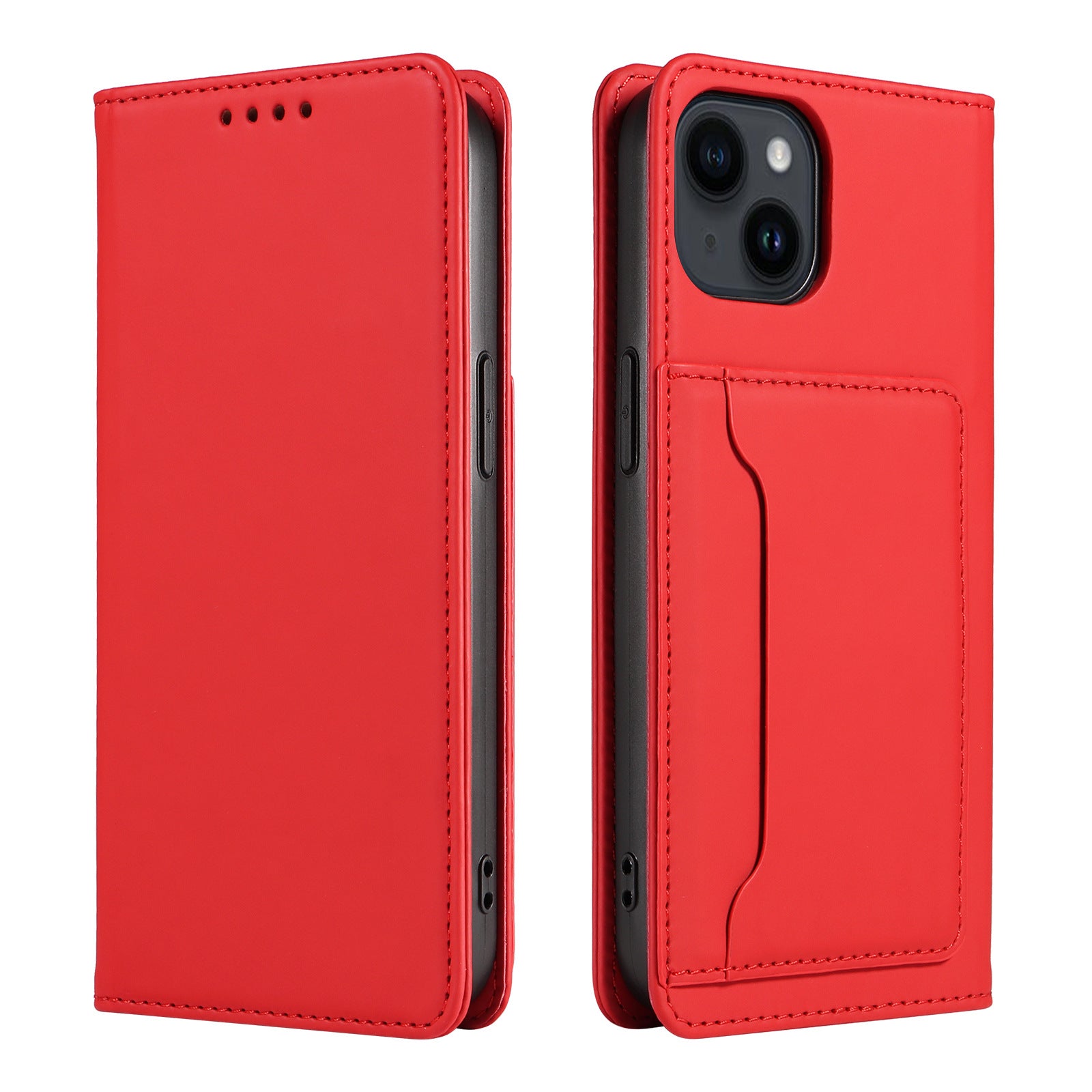 iPhone 15 Plus Flip Leather Sheath Phone Case