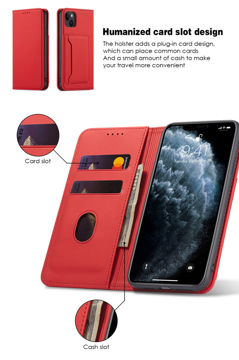 iPhone 15 Plus Flip Leather Sheath Phone Case