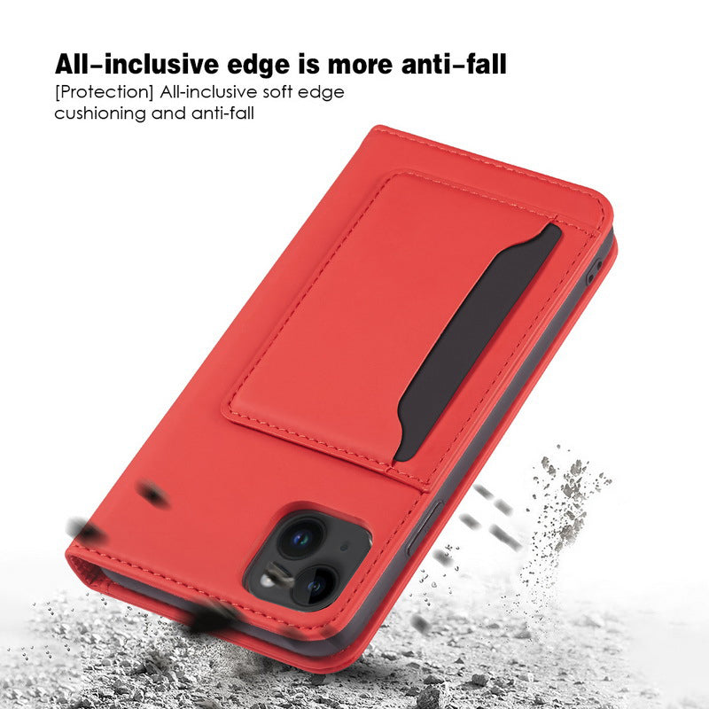 iPhone 15 Plus Flip Leather Sheath Phone Case