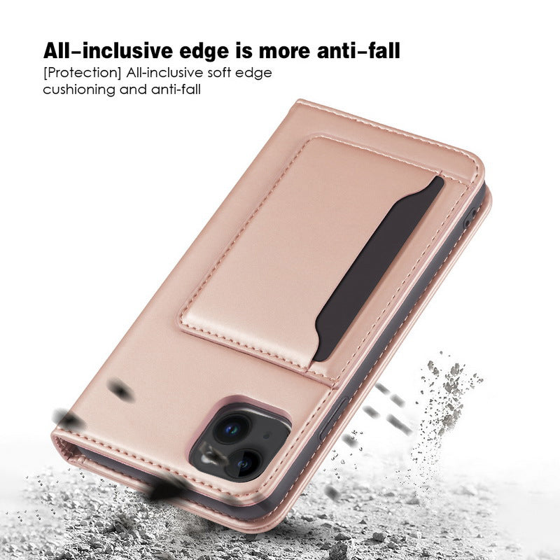 iPhone 15 Plus Flip Leather Sheath Phone Case