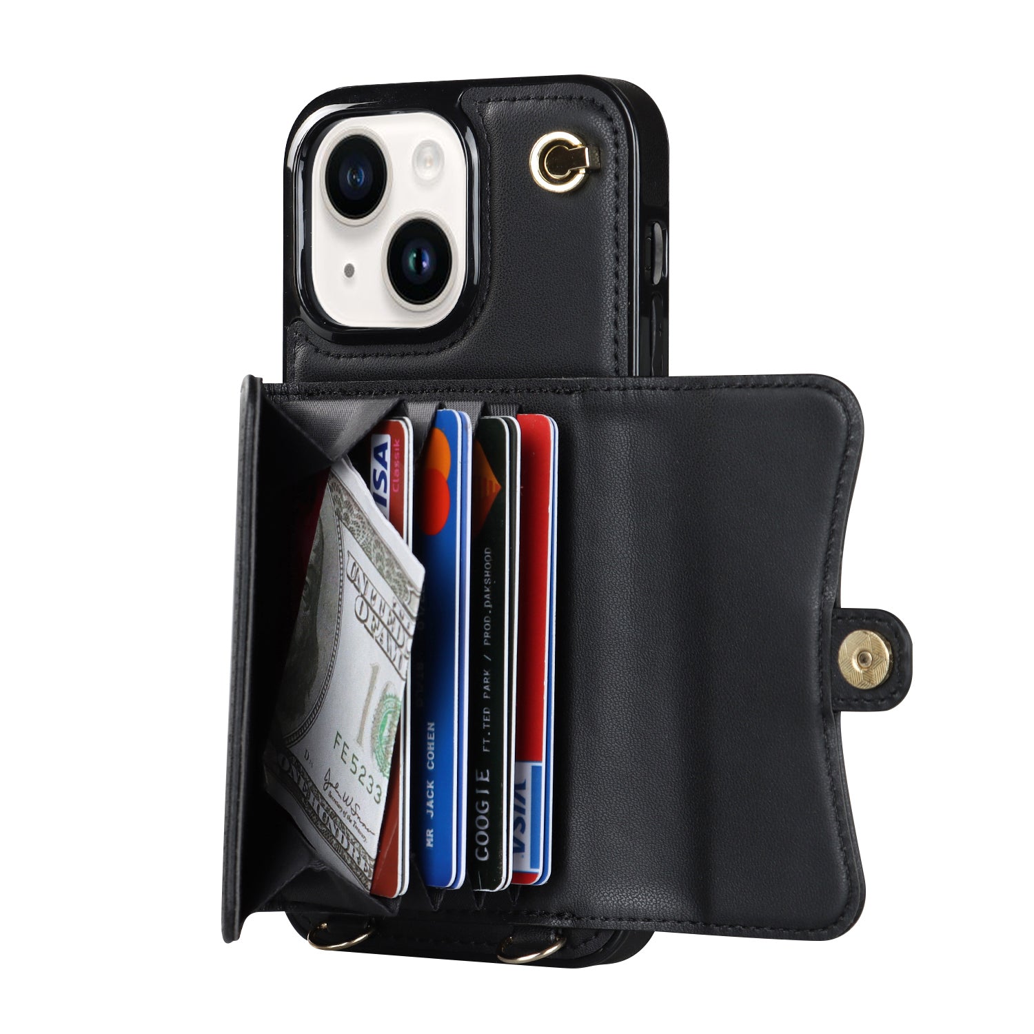 iPhone 15 Plus Card Insertion Crossbody Lanyard Case