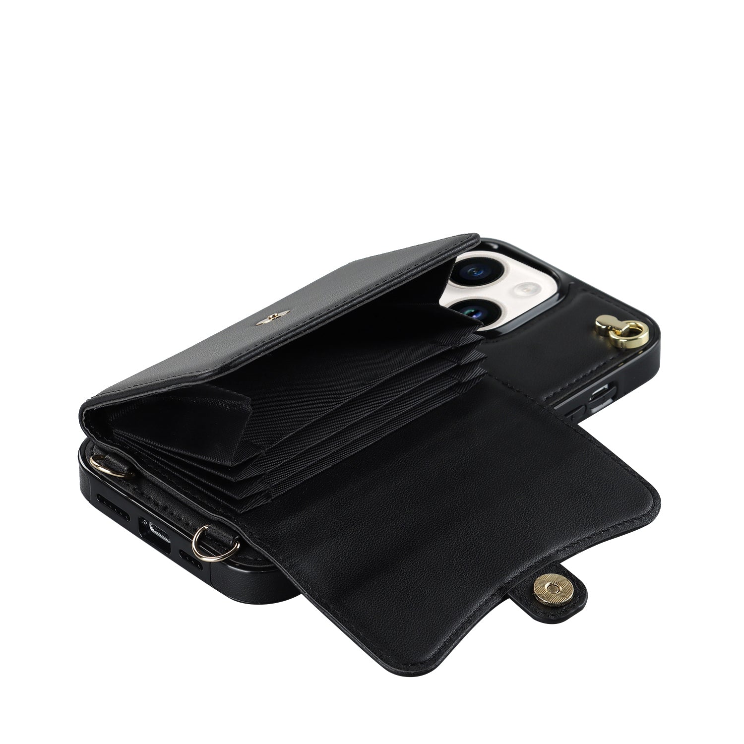 iPhone 15 Plus Card Insertion Crossbody Lanyard Case