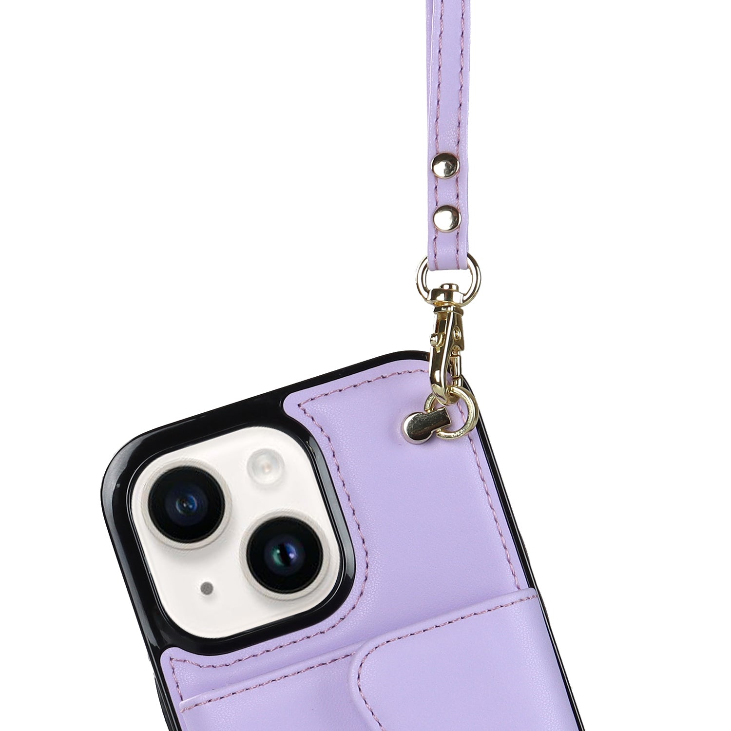 iPhone 15 Plus Card Insertion Crossbody Lanyard Case