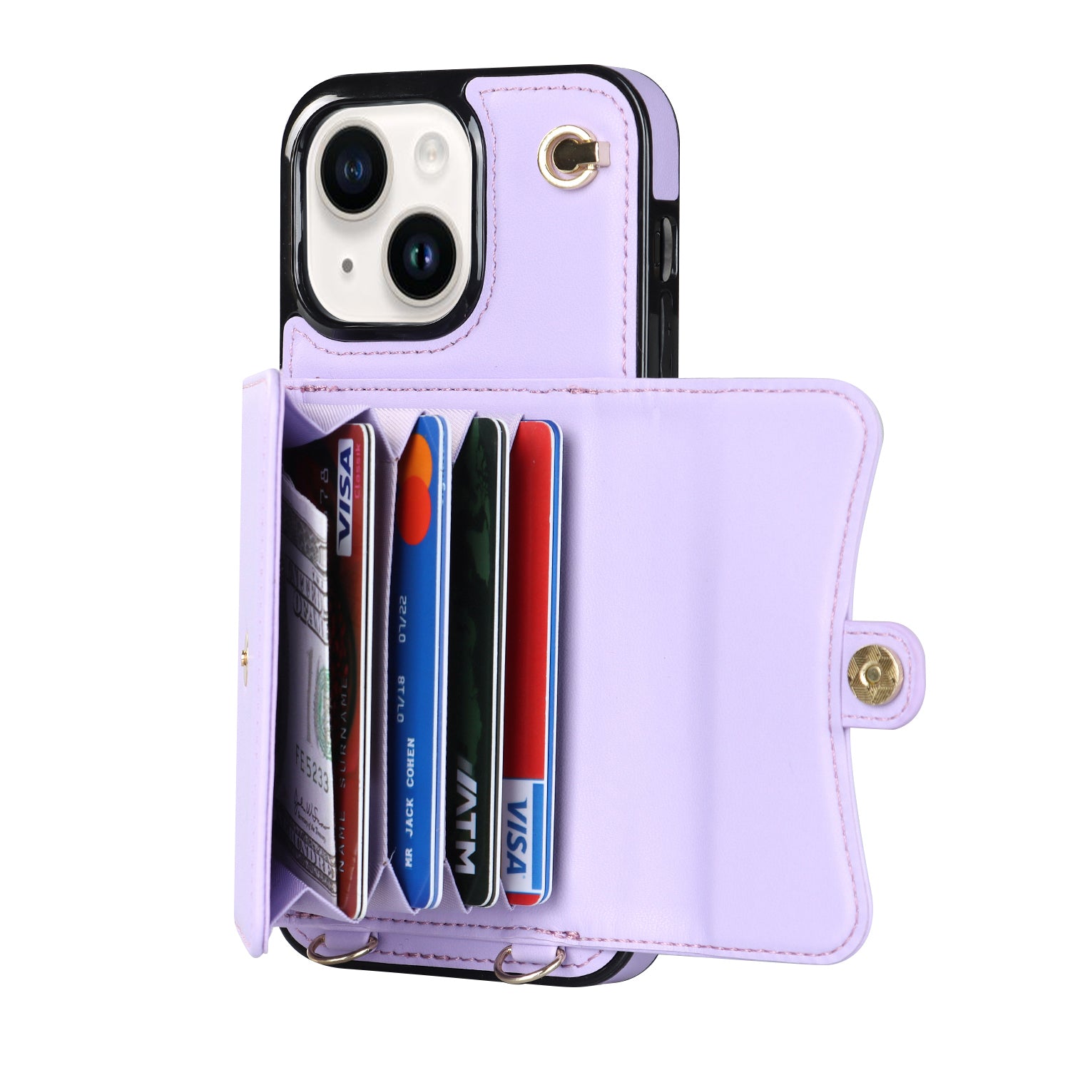 iPhone 15 Plus Card Insertion Crossbody Lanyard Case