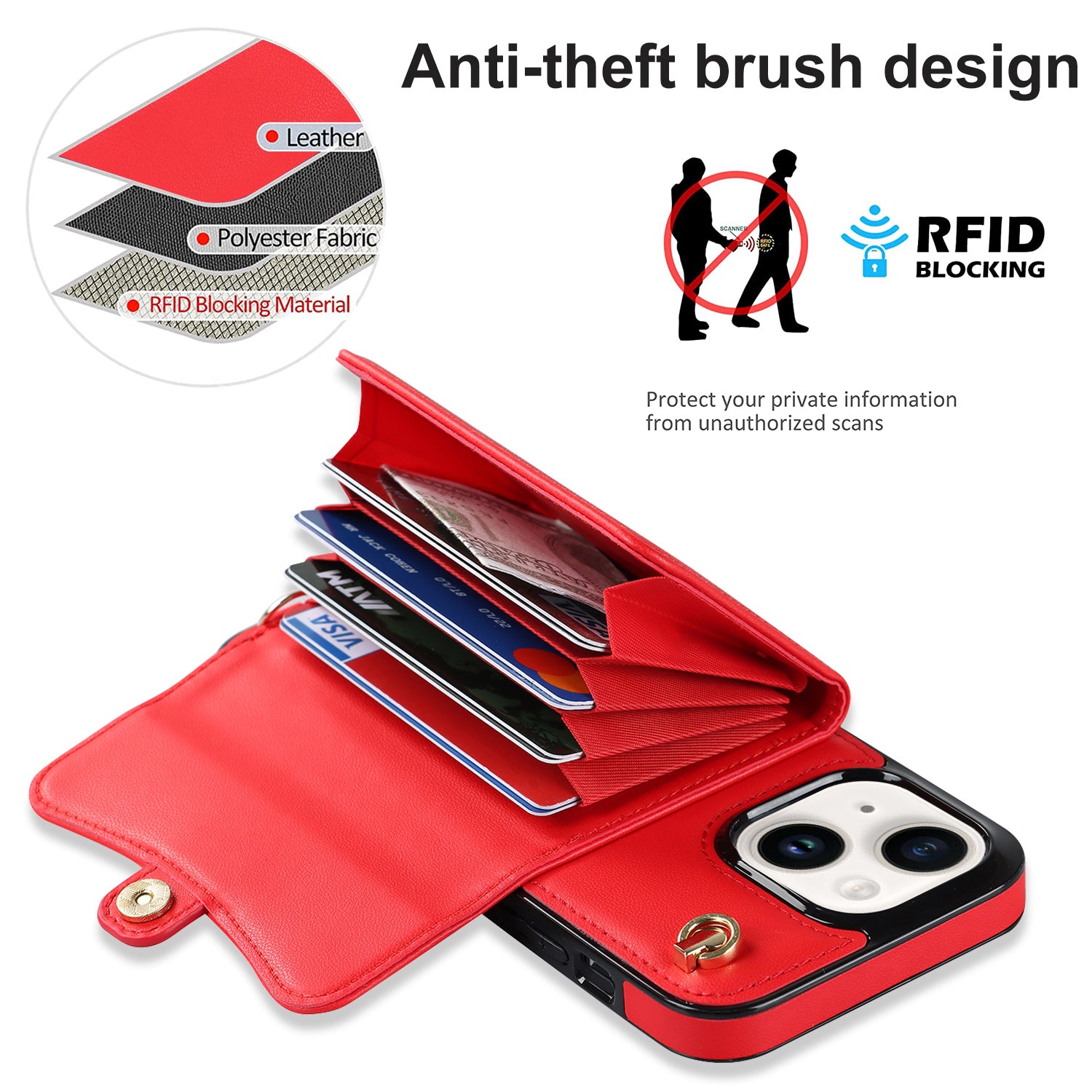 iPhone 15 Plus Card Insertion Crossbody Lanyard Case