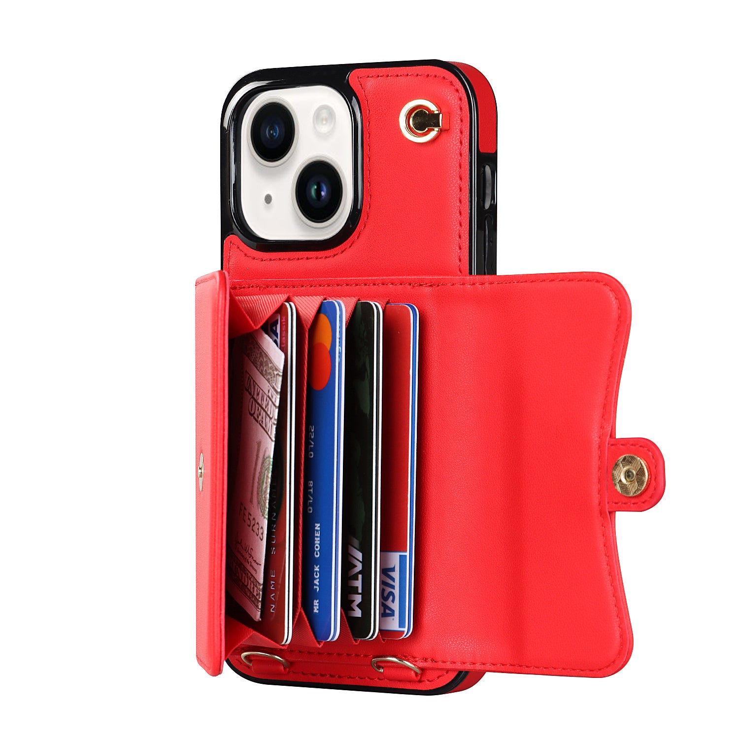 iPhone 15 Card Insertion Crossbody Lanyard Case