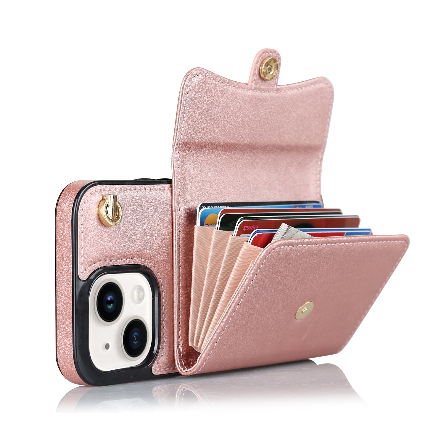 iPhone 15 Card Insertion Crossbody Lanyard Case