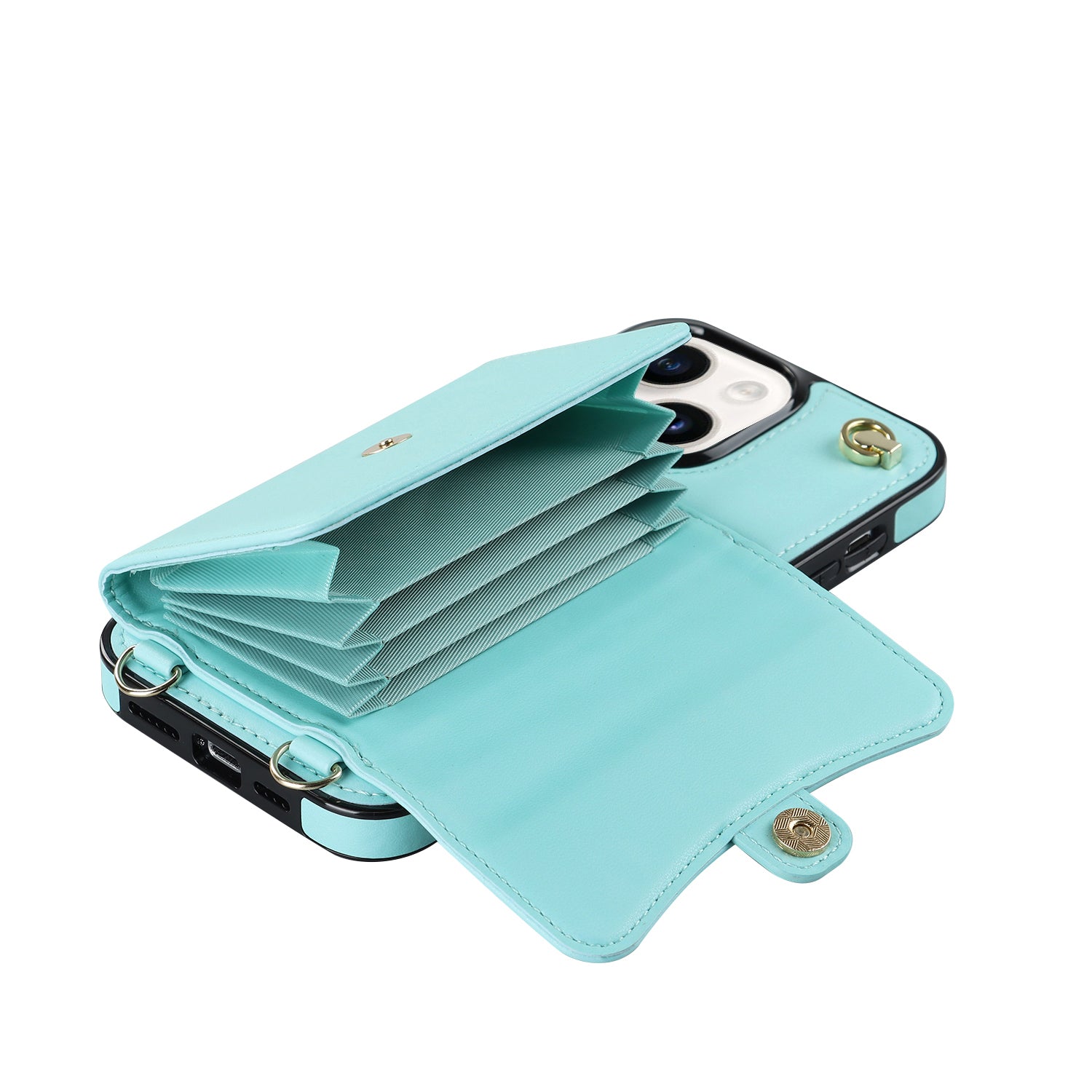 iPhone 15 Plus Card Insertion Crossbody Lanyard Case