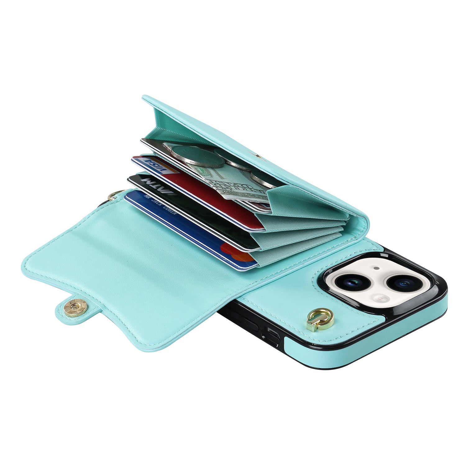 iPhone 15 Plus Card Insertion Crossbody Lanyard Case