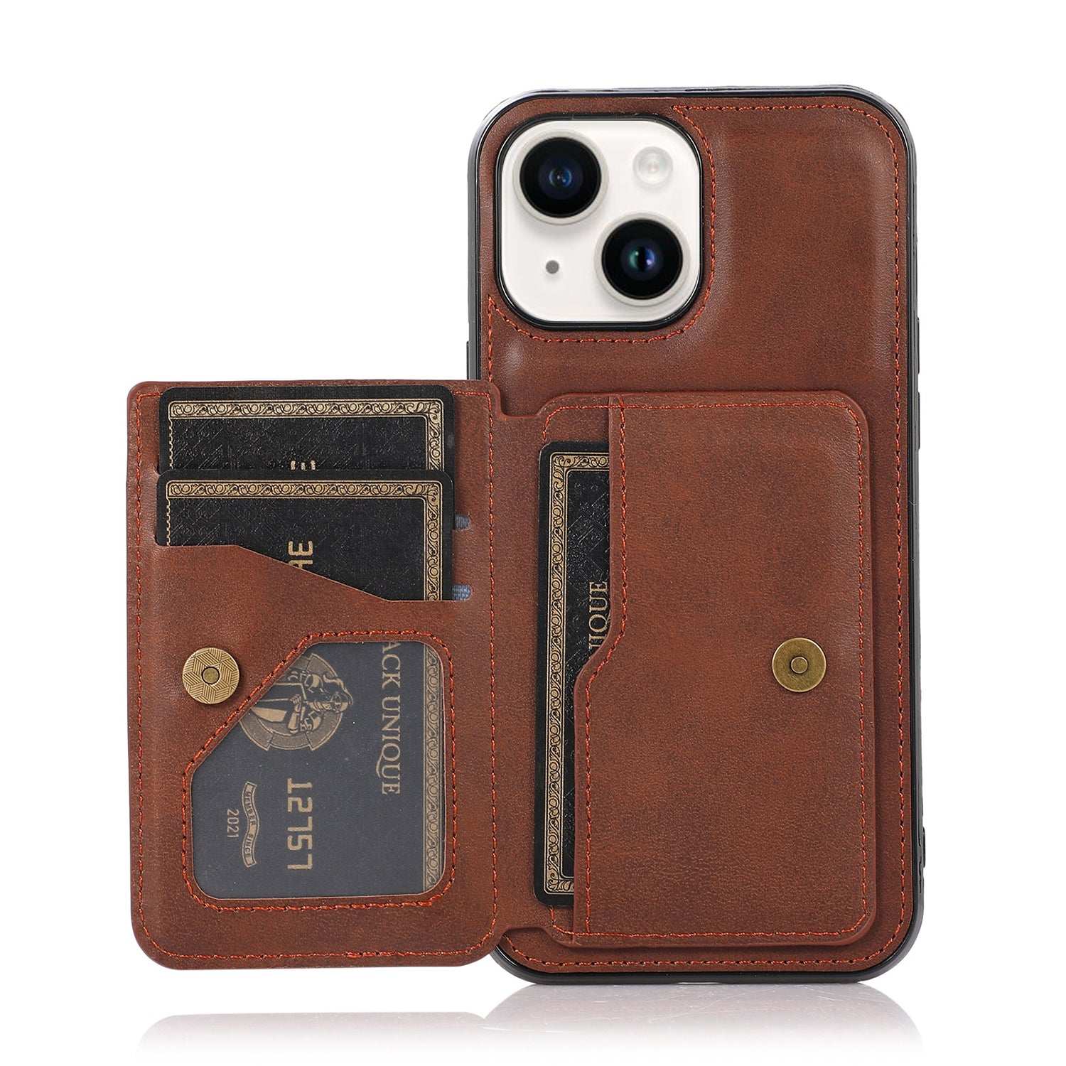 iPhone 15 Wallet Case Credit Card Holder, Premium Leather Durable Kickstand Magnetic Protective Cover