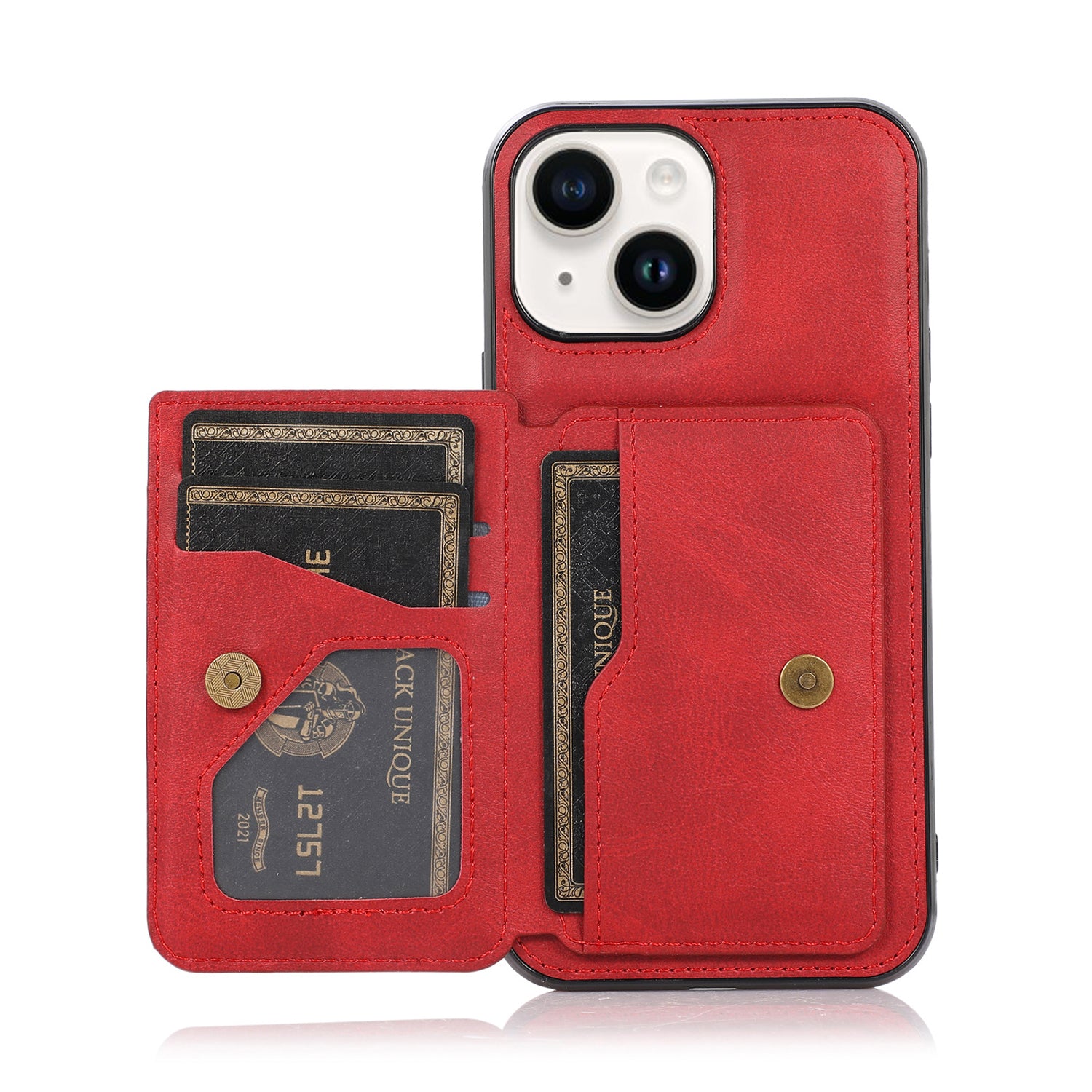 iPhone 15 Wallet Case Credit Card Holder, Premium Leather Durable Kickstand Magnetic Protective Cover