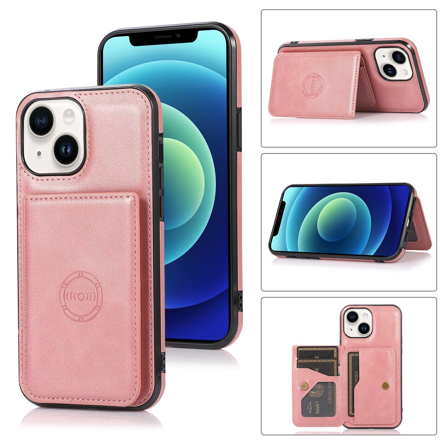 iPhone 15 Plus Wallet Case Credit Card Holder, Premium Leather Durable Kickstand Magnetic Protective Cover