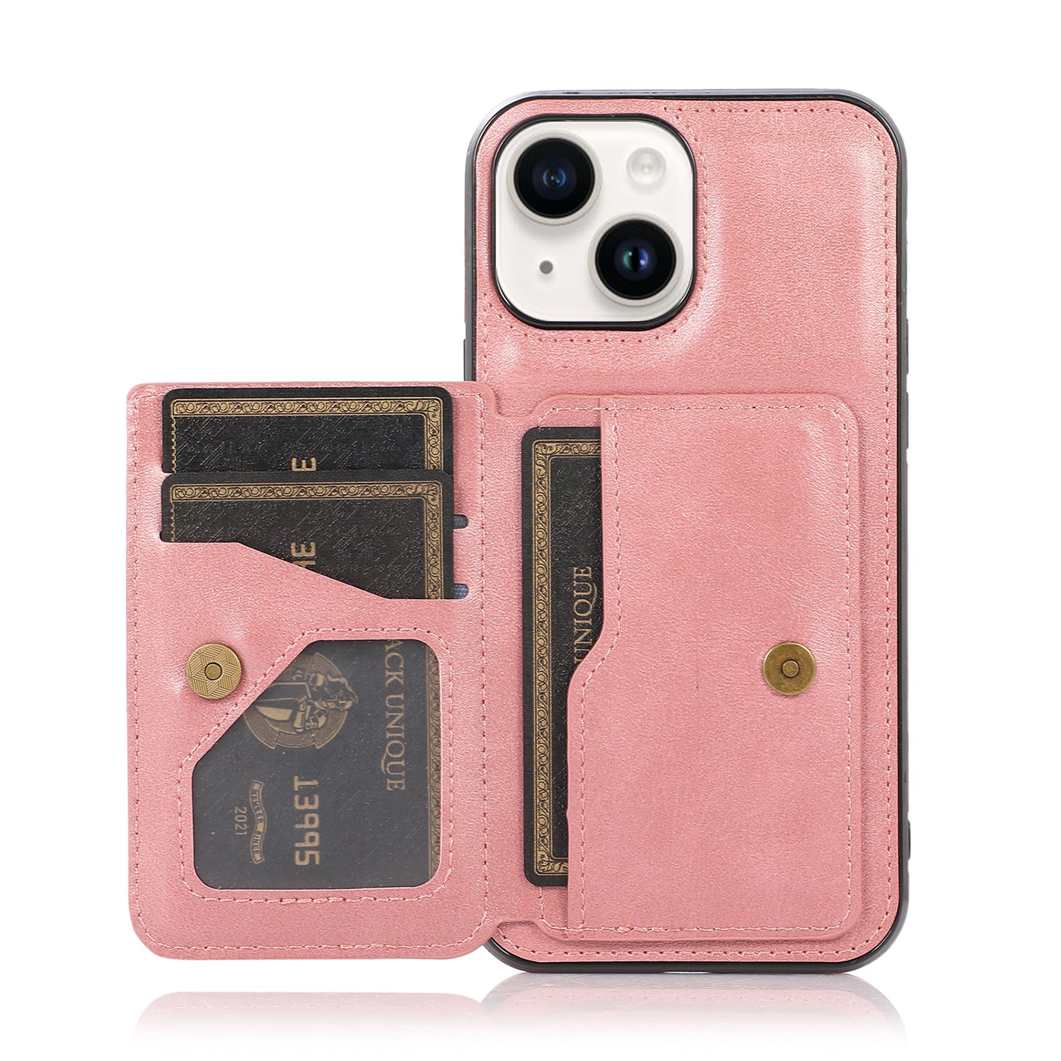 iPhone 15 Wallet Case Credit Card Holder, Premium Leather Durable Kickstand Magnetic Protective Cover