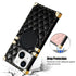 iPhone 15 3D Down Jacket CC Style Soft Leather Square Magnetic Attraction Case Cover