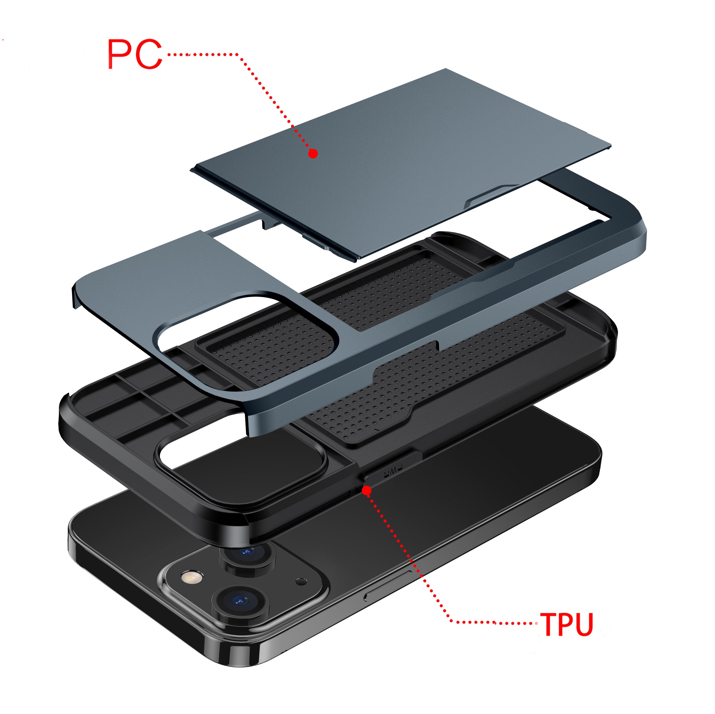 iPhone 15 Plus Card Insertion and Sliding Type Case