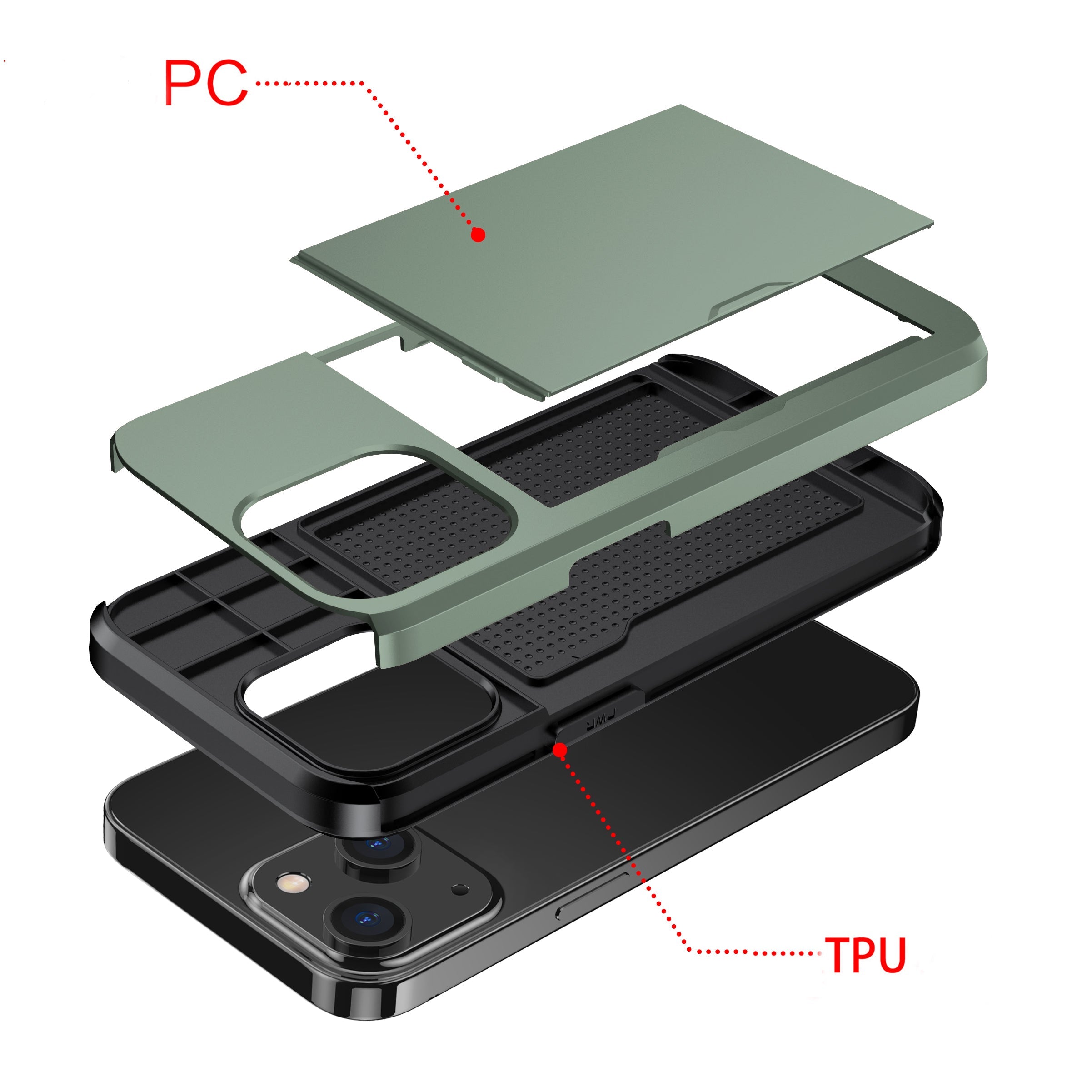 iPhone 15 Card Insertion and Sliding Type Case