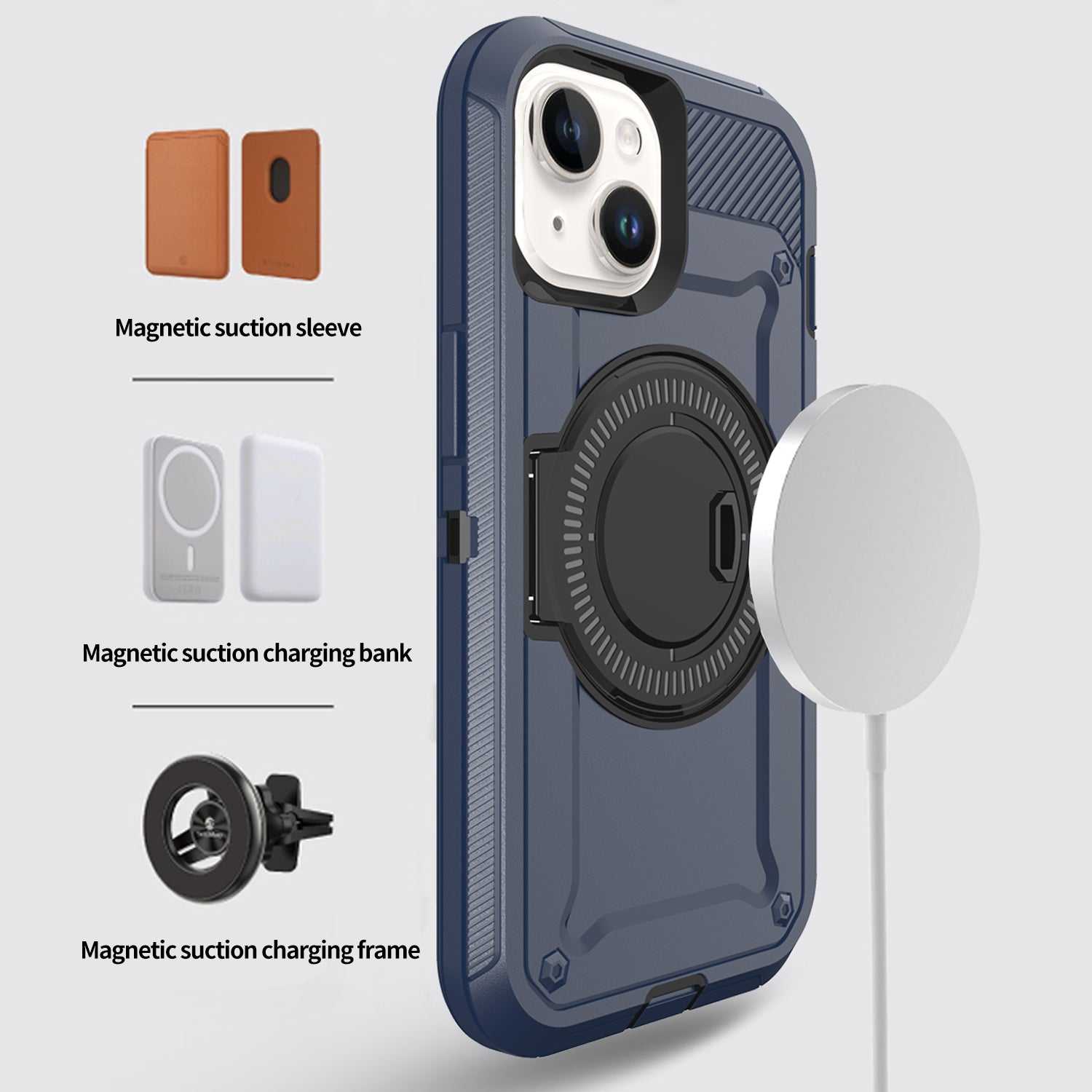 iPhone 15 Plus Wireless magnetic Finger ring buckle bracket Case