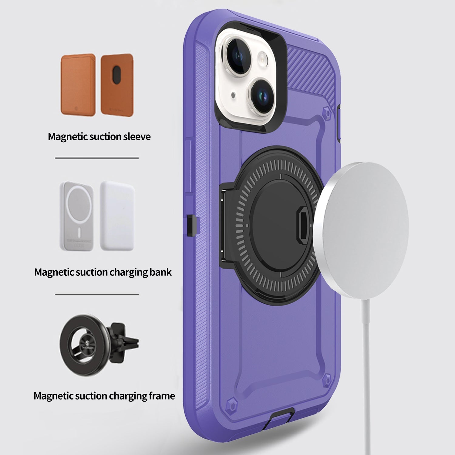 iPhone 15 Plus Wireless magnetic Finger ring buckle bracket Case