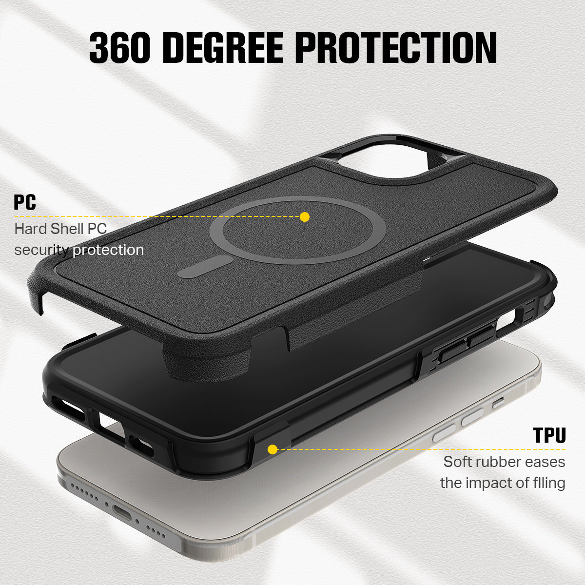 iPhone 15 Plus Car Mounted Magnetic Suction 2in1 Frosted Anti Fall Phone Case