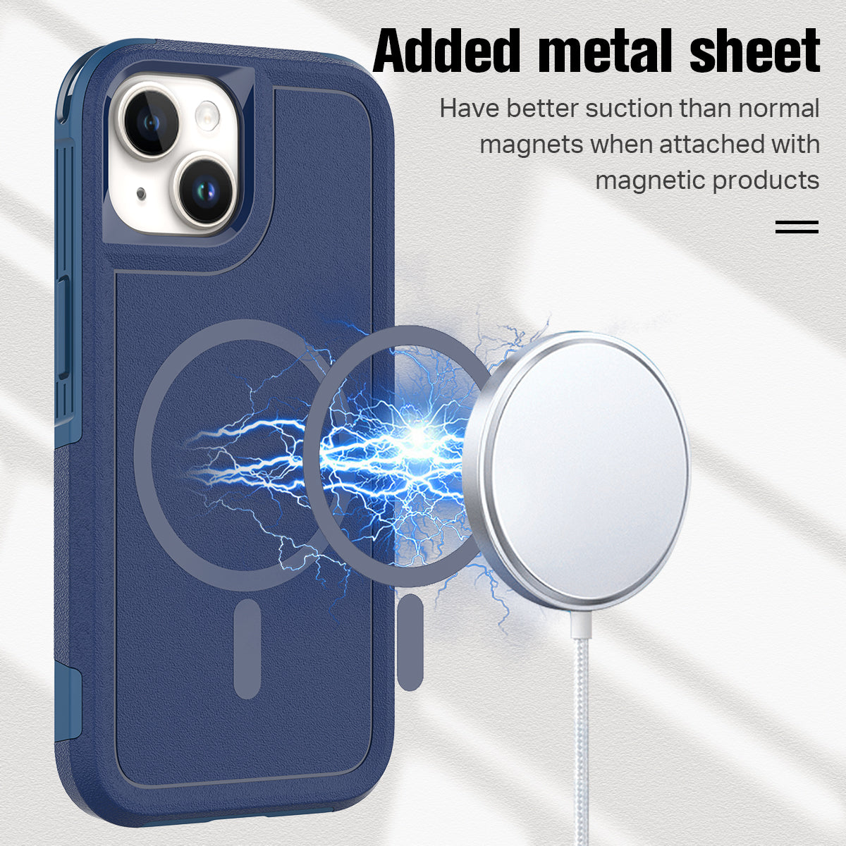 iPhone 15 Plus Car Mounted Magnetic Suction 2in1 Frosted Anti Fall Phone Case