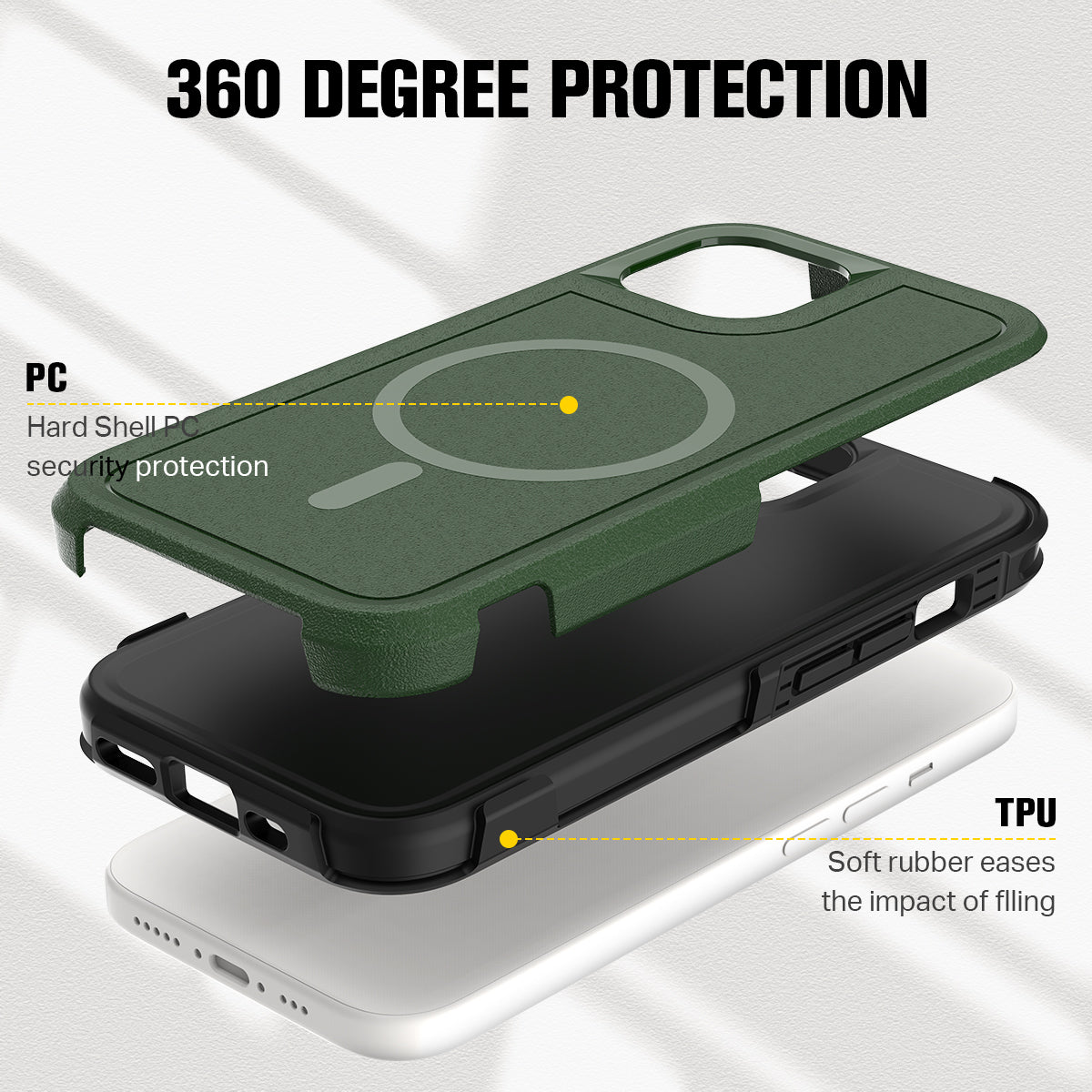 iPhone 15 Car Mounted Magnetic Suction 2in1 Frosted Anti Fall Phone Case