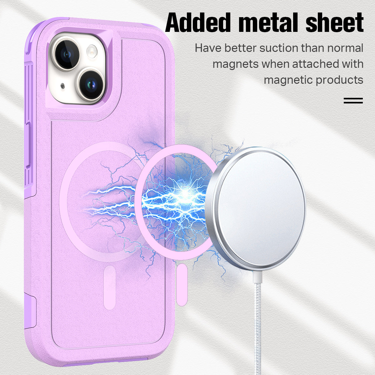 iPhone 15 Plus Car Mounted Magnetic Suction 2in1 Frosted Anti Fall Phone Case