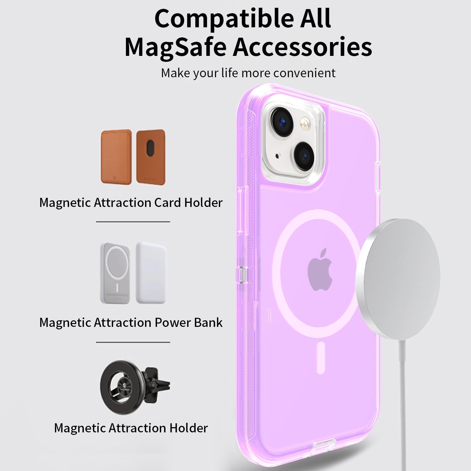iPhone 15 Plus Magnetic Attraction Transparent Full Protection Heavy Phone Case