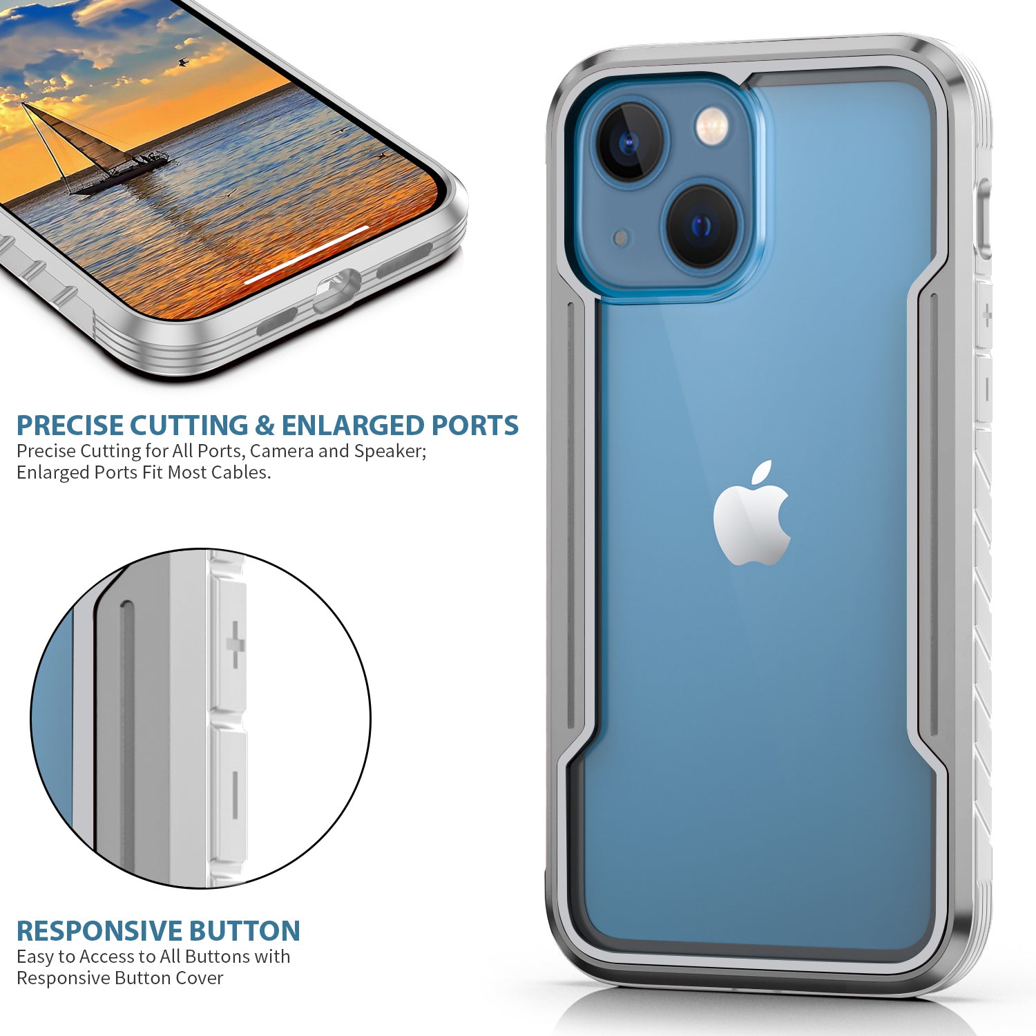 iPhone 15 Plus Full Body Bumper Case With Clear Back Panel Protector