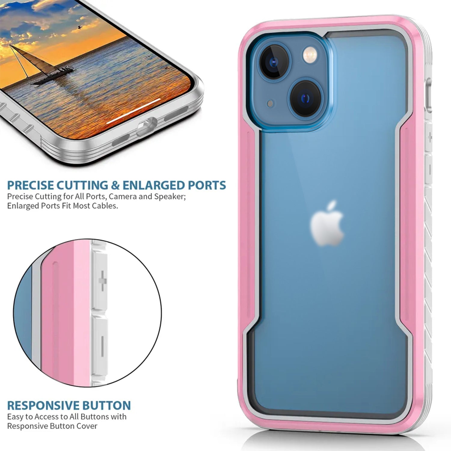 iPhone 15 Plus Full Body Bumper Case With Clear Back Panel Protector