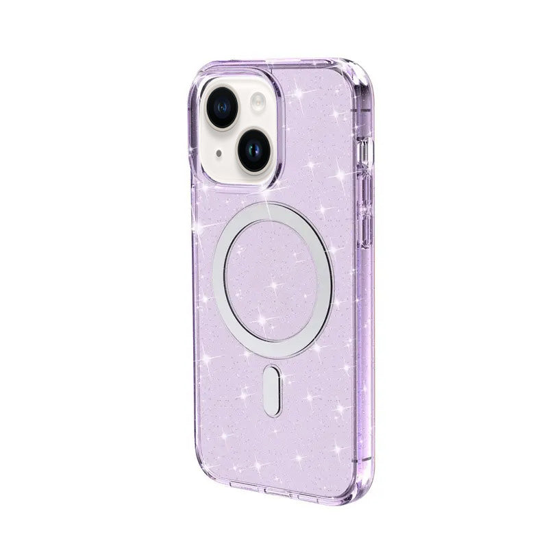 iPhone 15 Magnetic Attraction Gradient Shiny Transparency Case