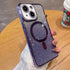 iPhone 14 Plus Gradient Glitter Diamond Luxury Plating Magnetic Attraction Wireless Charging With Camera Protector Back Cover Case