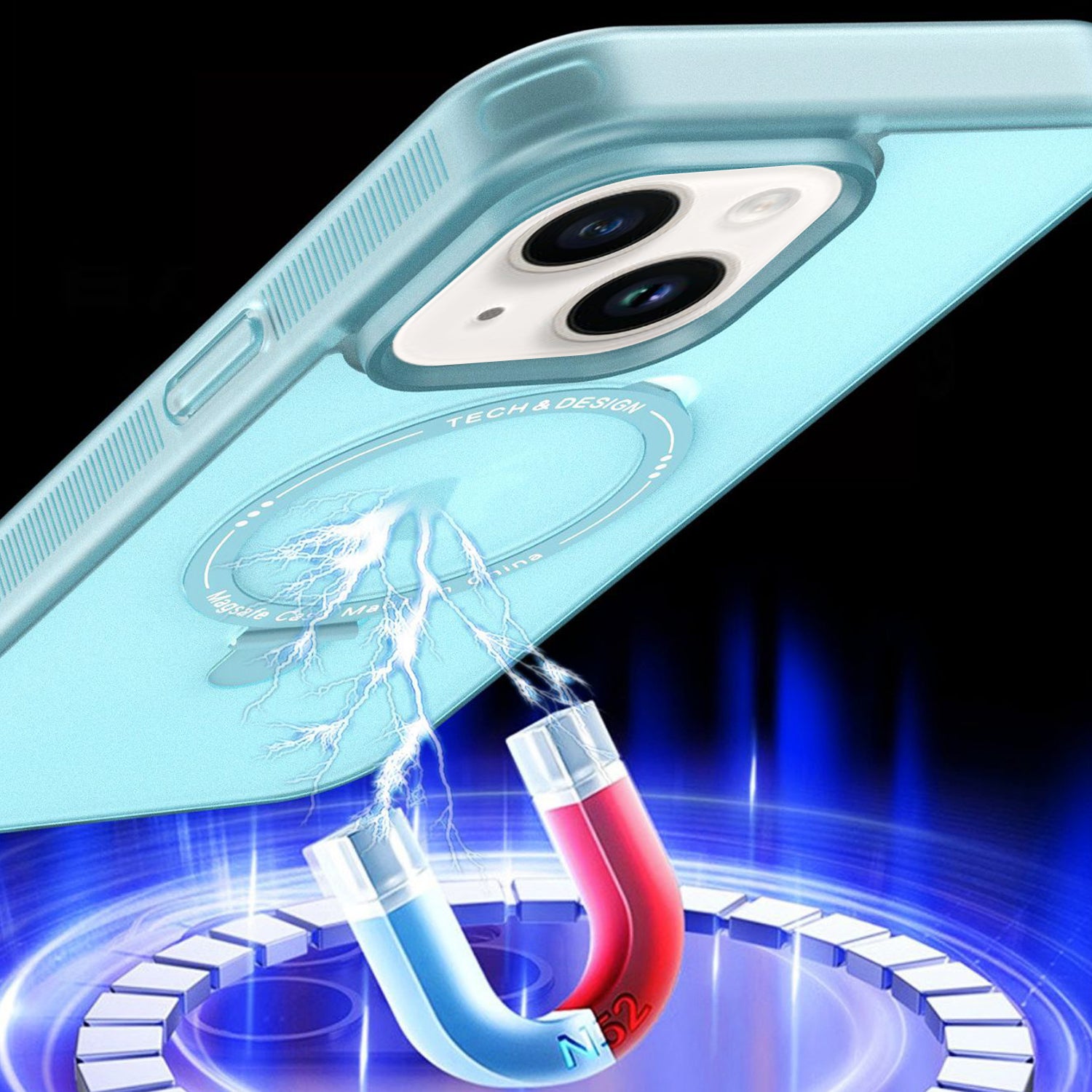 iPhone 15 Plus Translucency Magnetic Suction Bracket Phone Case