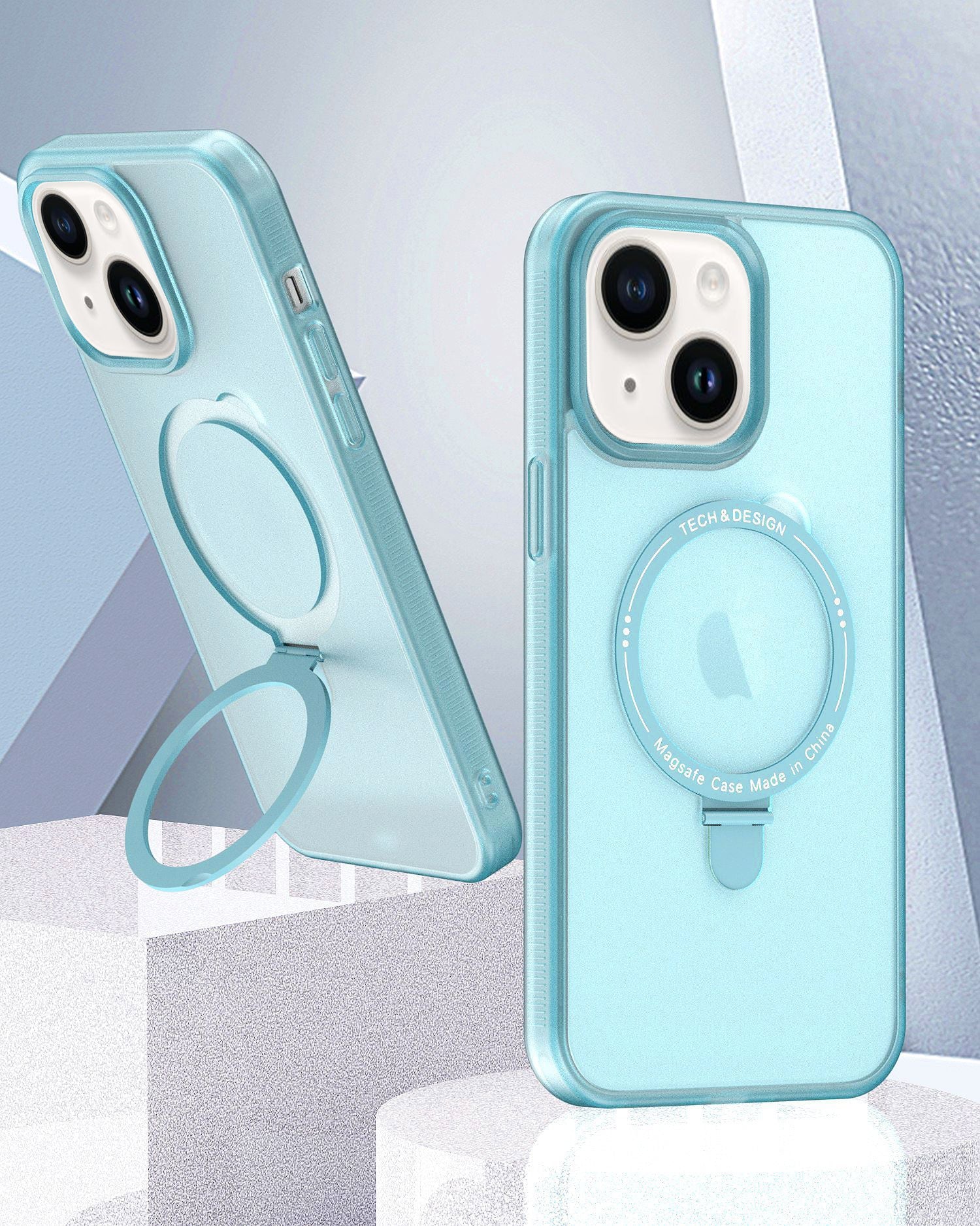 iPhone 15 Translucency Magnetic Suction Bracket Phone Case