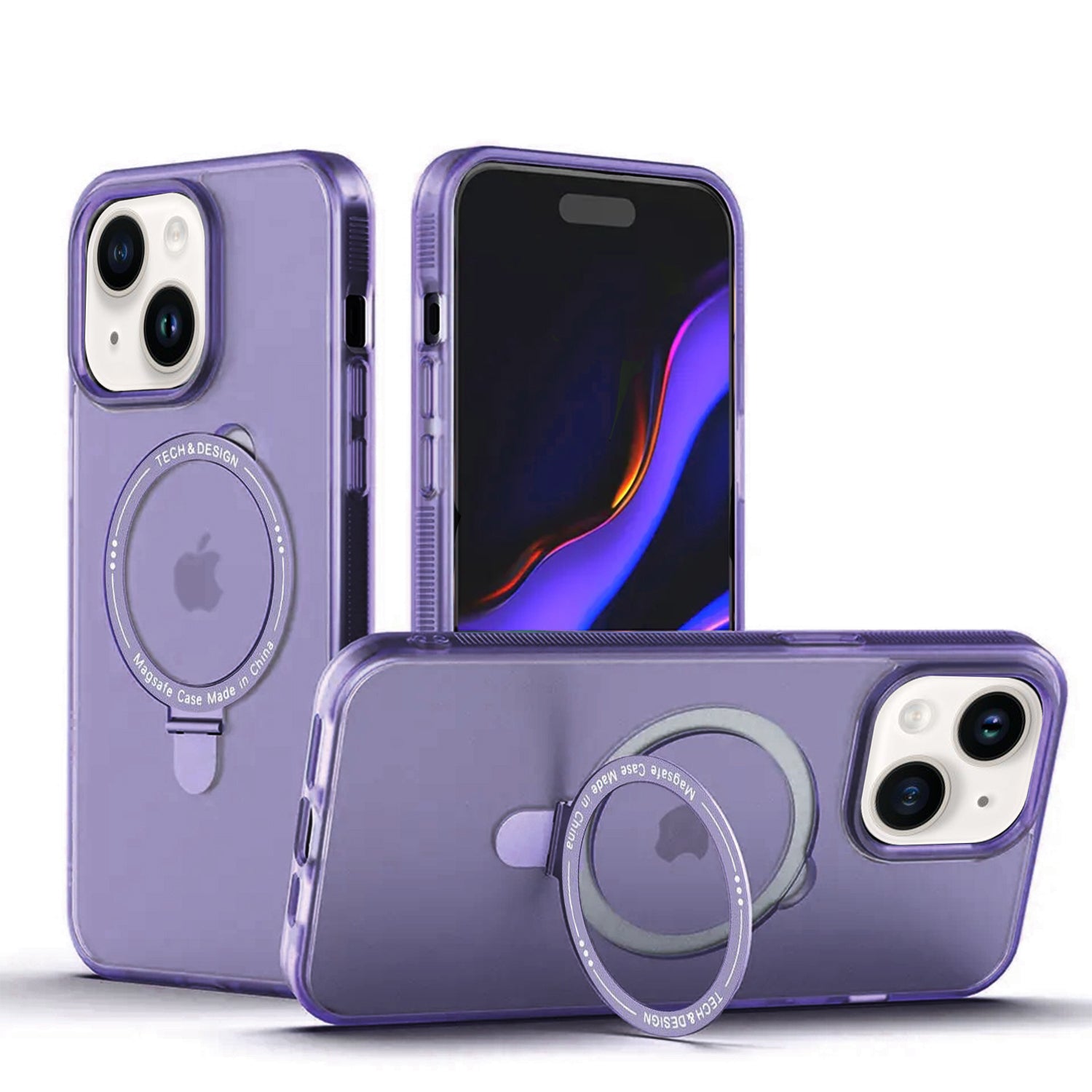 iPhone 15 Plus Translucency Magnetic Suction Bracket Phone Case